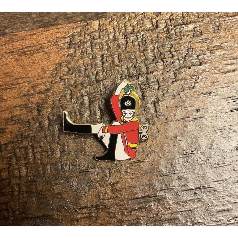 Peter David Wind-Up Toy Soldier Mistletoe Enamel Lapel Pin Brooch Holiday Pin